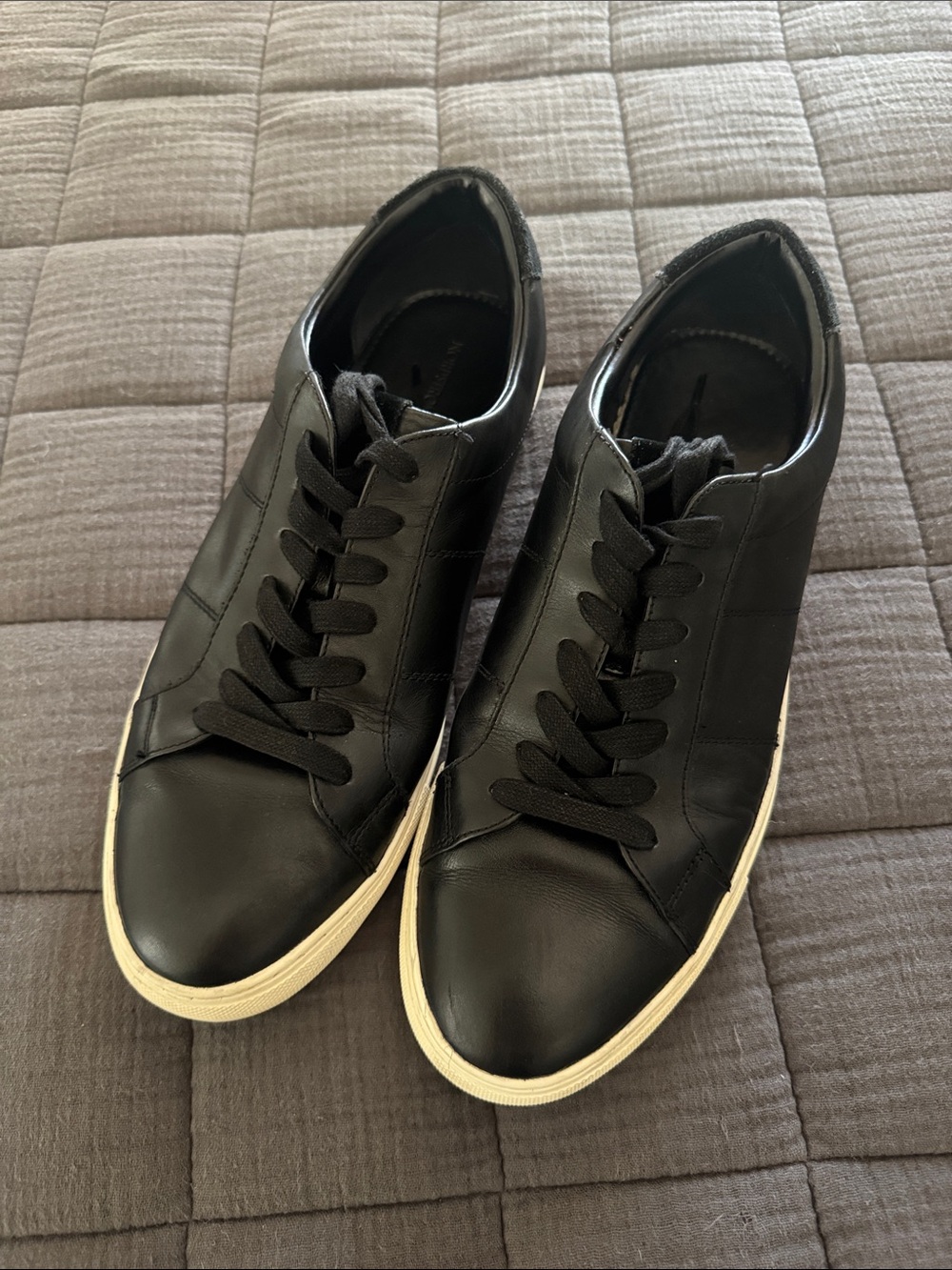 Nordstrom Black Leather Sneakers with Cream Sole